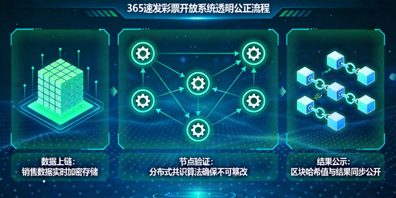 区块链技术应用于365速发彩票开奖系统的示意图，展示透明公正的开奖流程